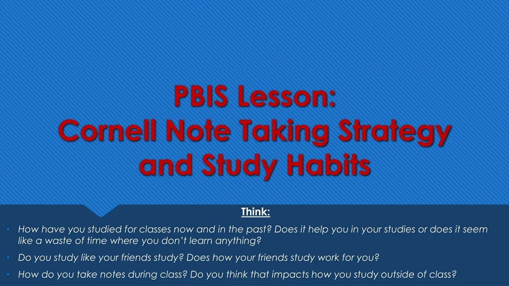 pbis lesson cornell note taking strategy and study habits
