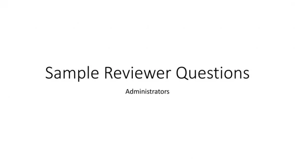 Sample Reviewer Questions