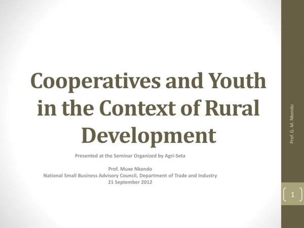 Cooperatives and Youth in the Context of Rural Development