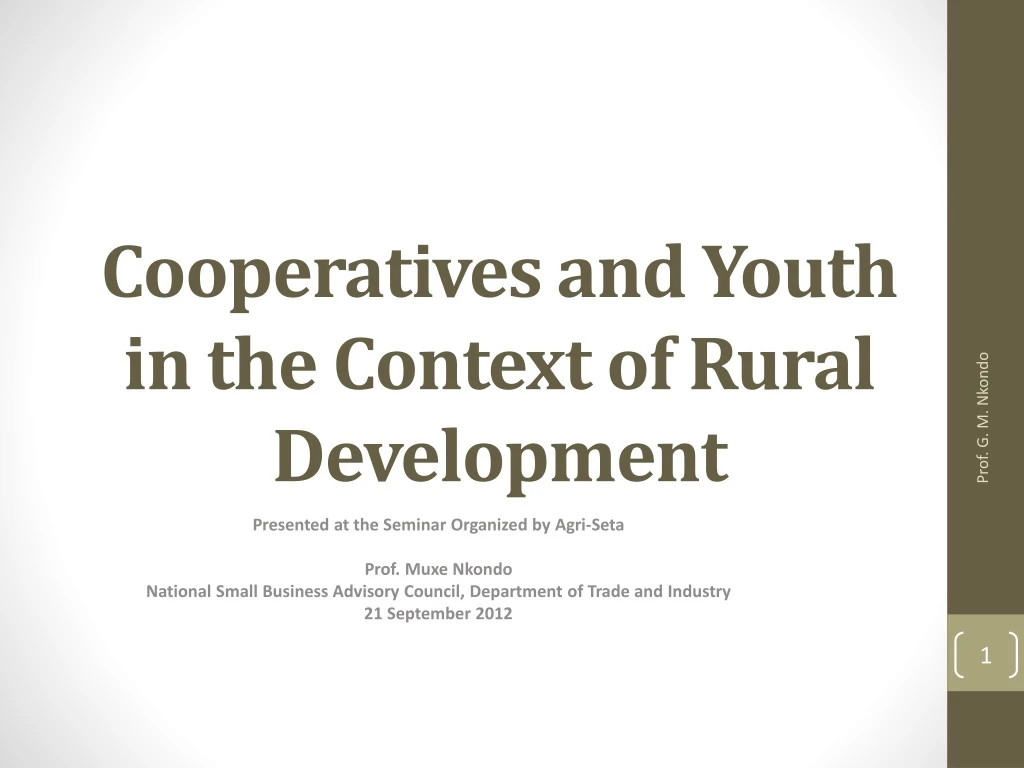 cooperatives and youth in the context of rural development