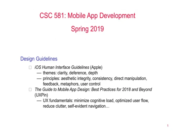 CSC 581: Mobile App Development Spring 2019