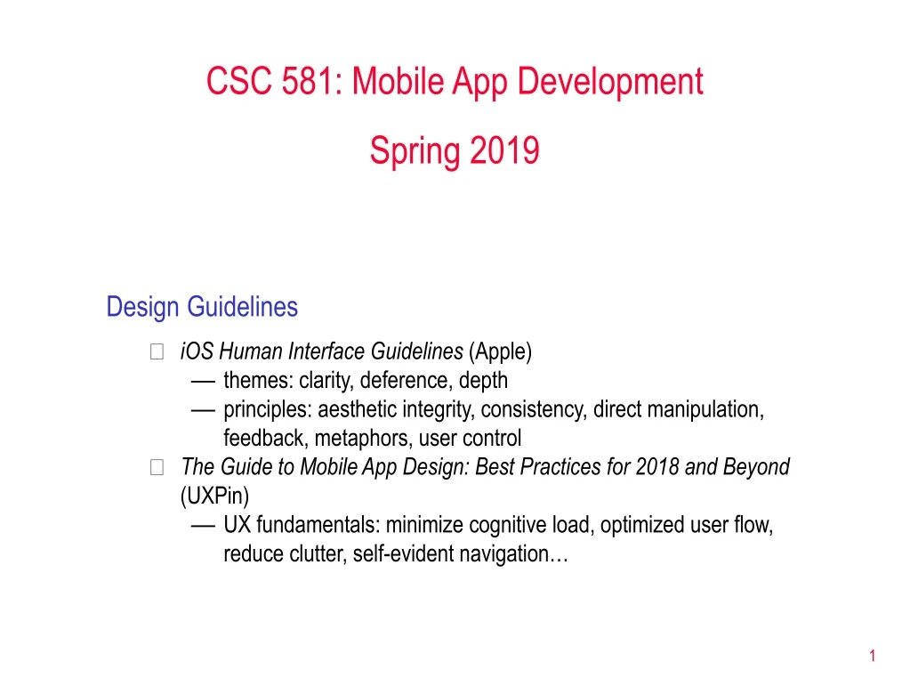 csc 581 mobile app development spring 2019