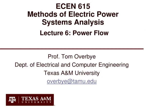 ECEN 615 Methods of Electric Power Systems Analysis