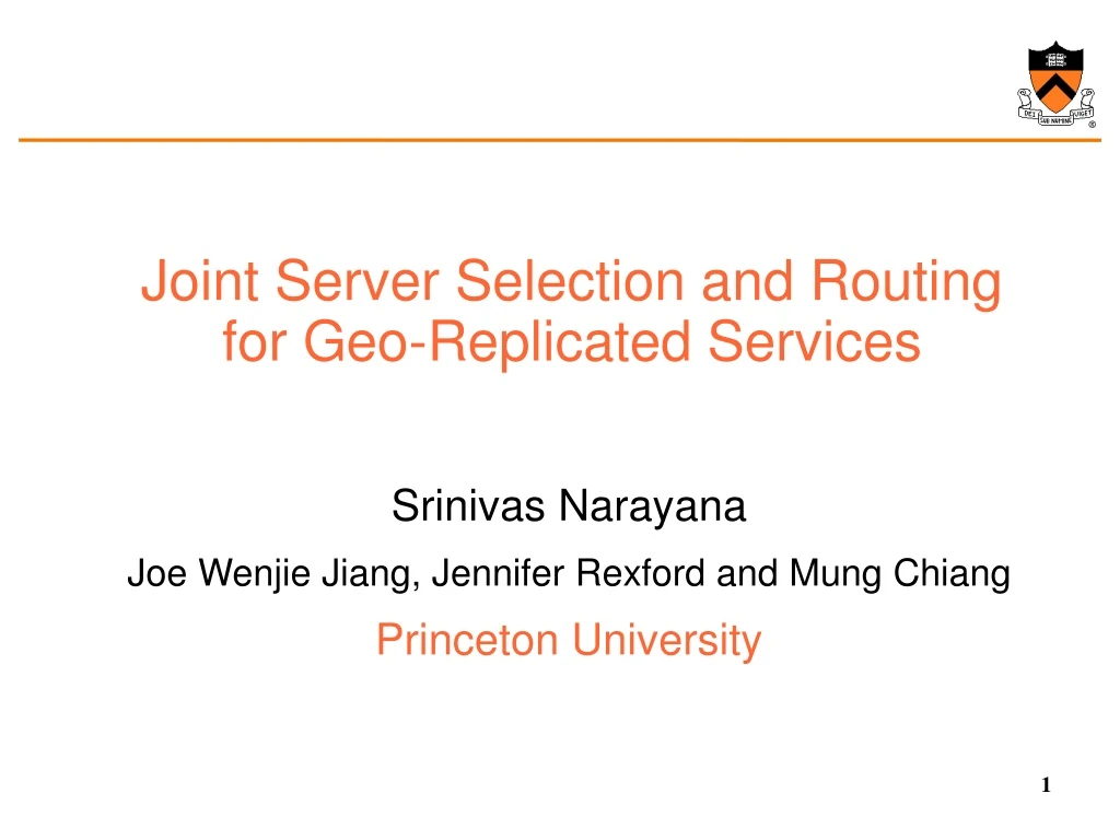 joint server selection and routing