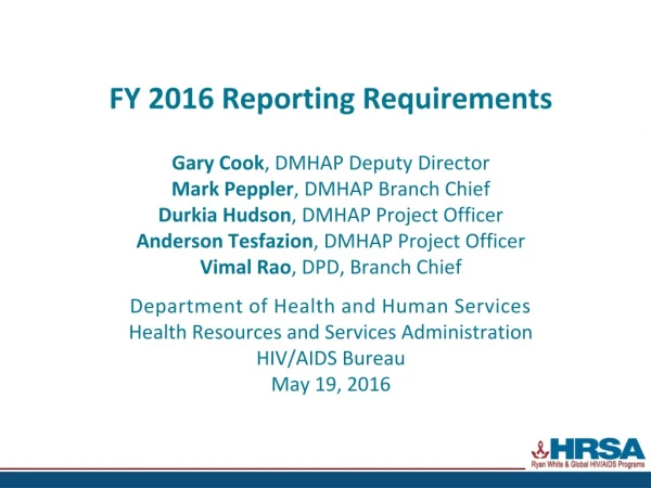FY 2016 Reporting Requirements