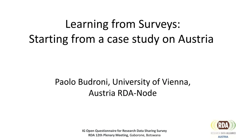 learning from surveys starting from a case study