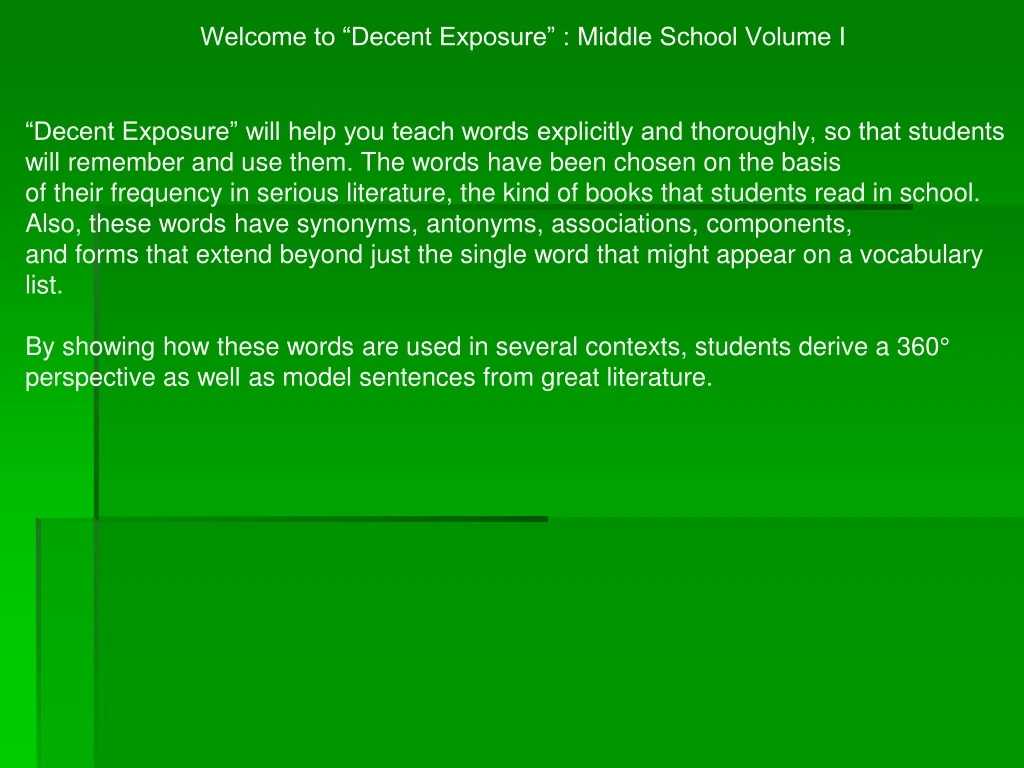 welcome to decent exposure middle school volume i