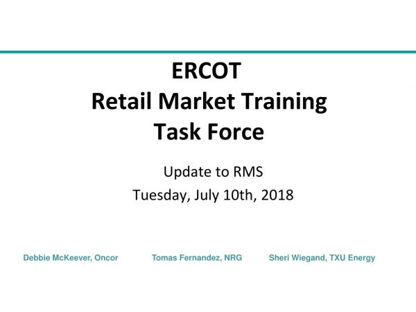 ERCOT Retail Market Training Task Force