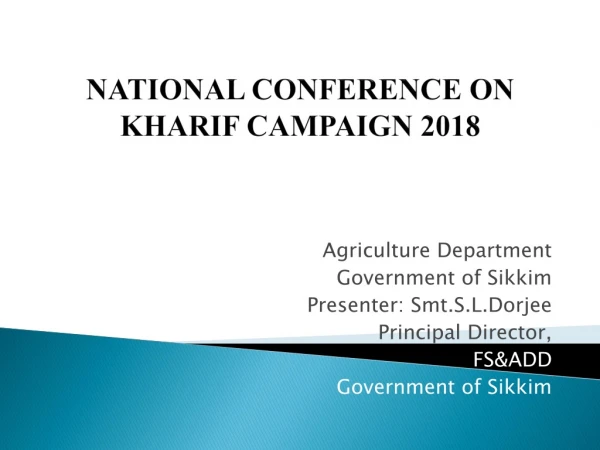 NATIONAL CONFERENCE ON KHARIF CAMPAIGN 2018