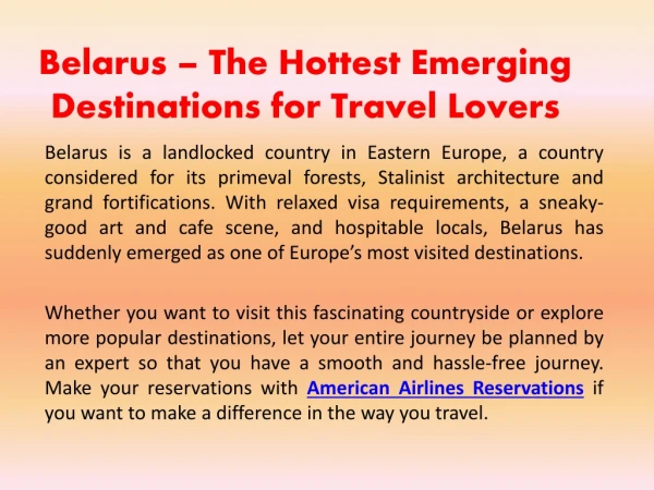 Belarus- The Hottest Emerging Destinations for Travel Lovers