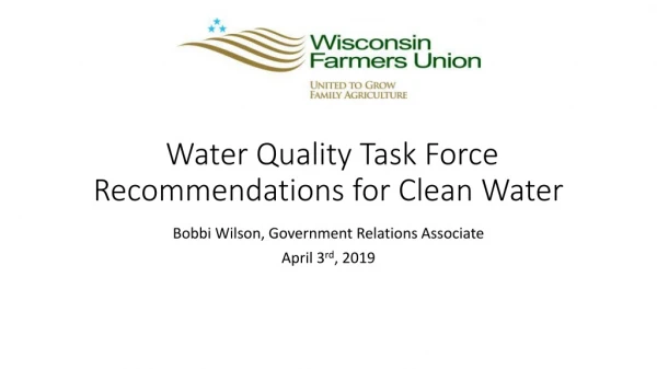 Water Quality Task Force Recommendations for Clean Water