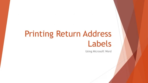 Printing Return Address Labels