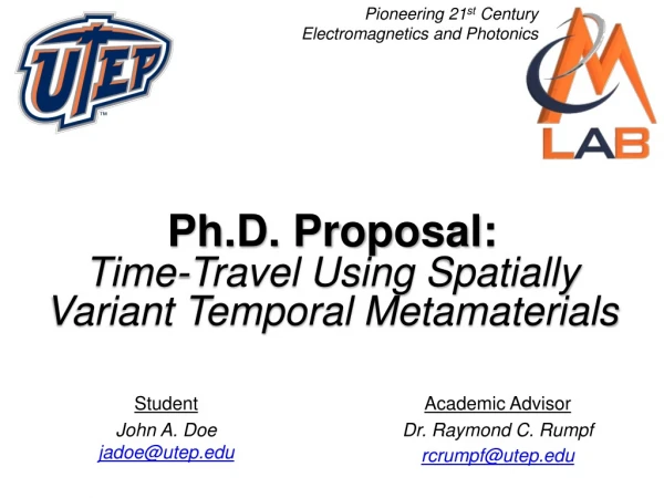 Ph.D. Proposal: Time-Travel Using Spatially Variant Temporal Metamaterials