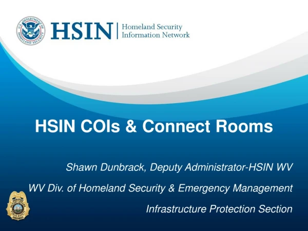 HSIN COIs &amp; Connect Rooms