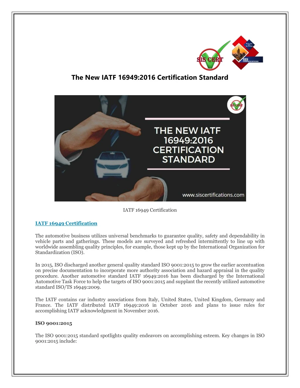 the new iatf 16949 2016 certification standard