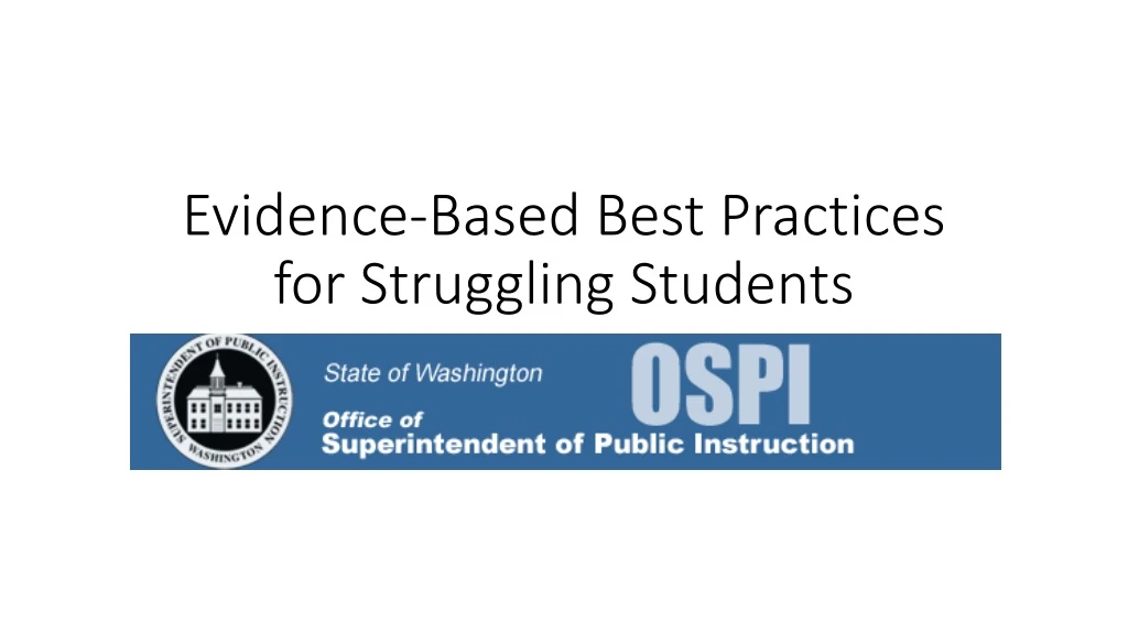 evidence based best practices for struggling students