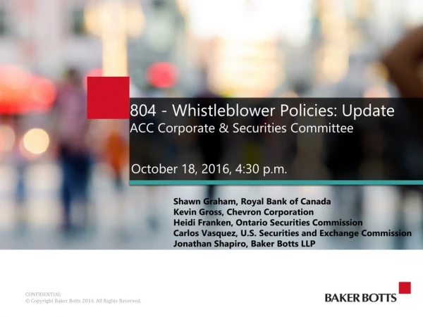 804 - Whistleblower Policies: Update ACC Corporate &amp; Securities Committee