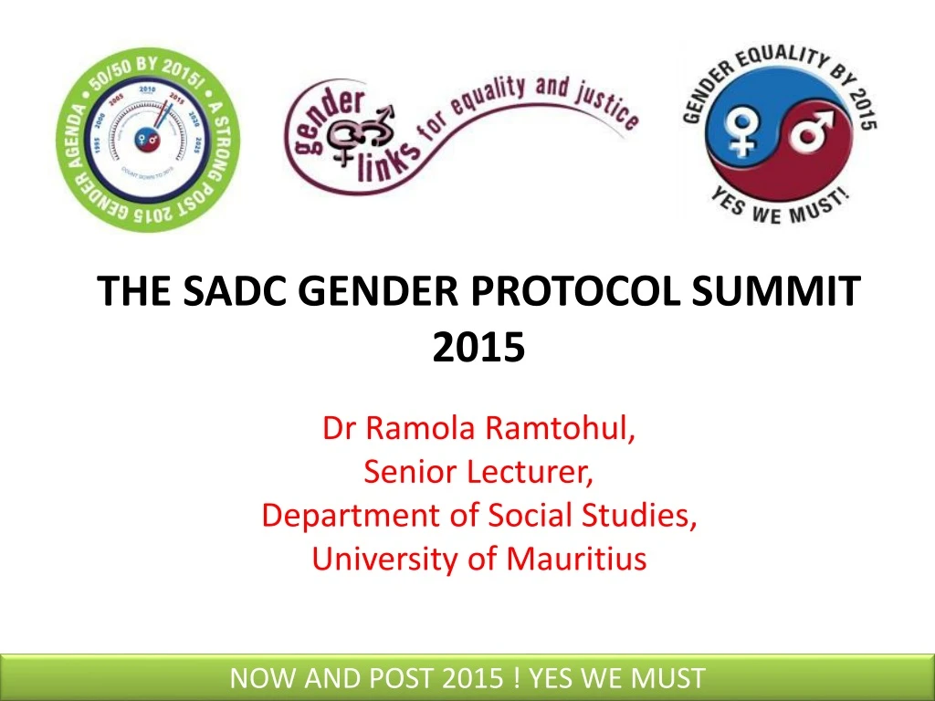 the sadc gender protocol summit 2015 dr ramola
