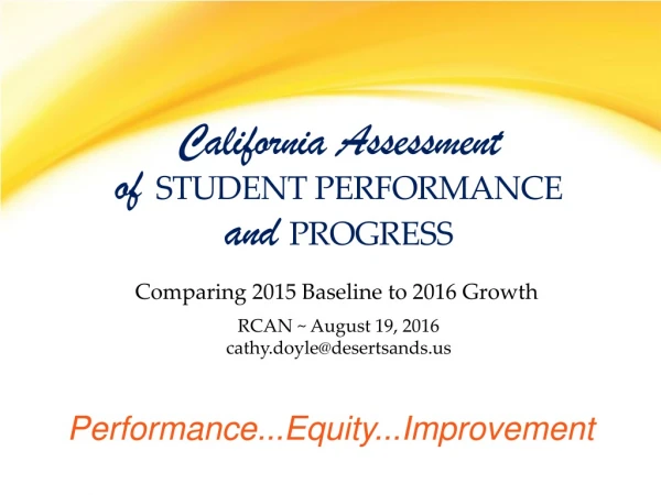Performance...Equity...Improvement