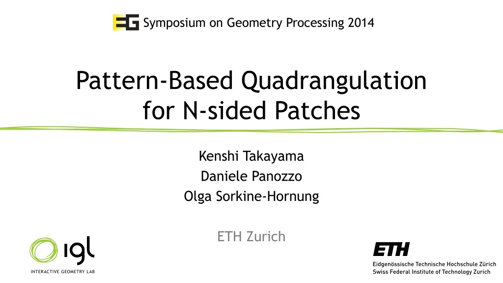 pattern based quadrangulation for n sided patches