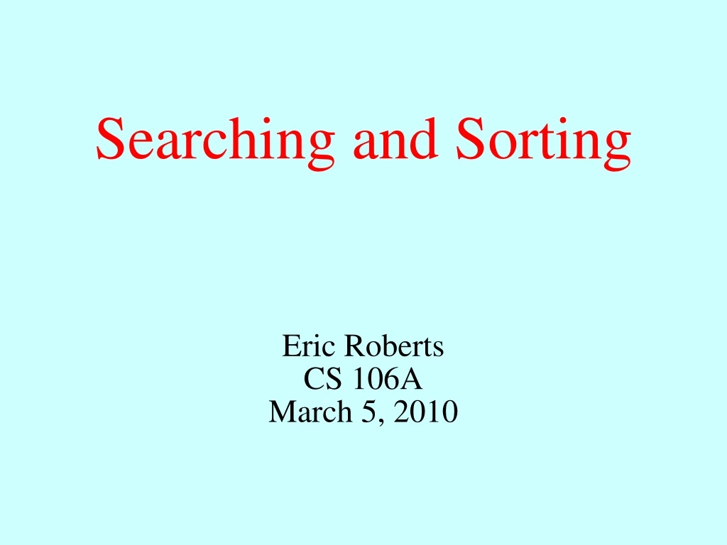 searching and sorting