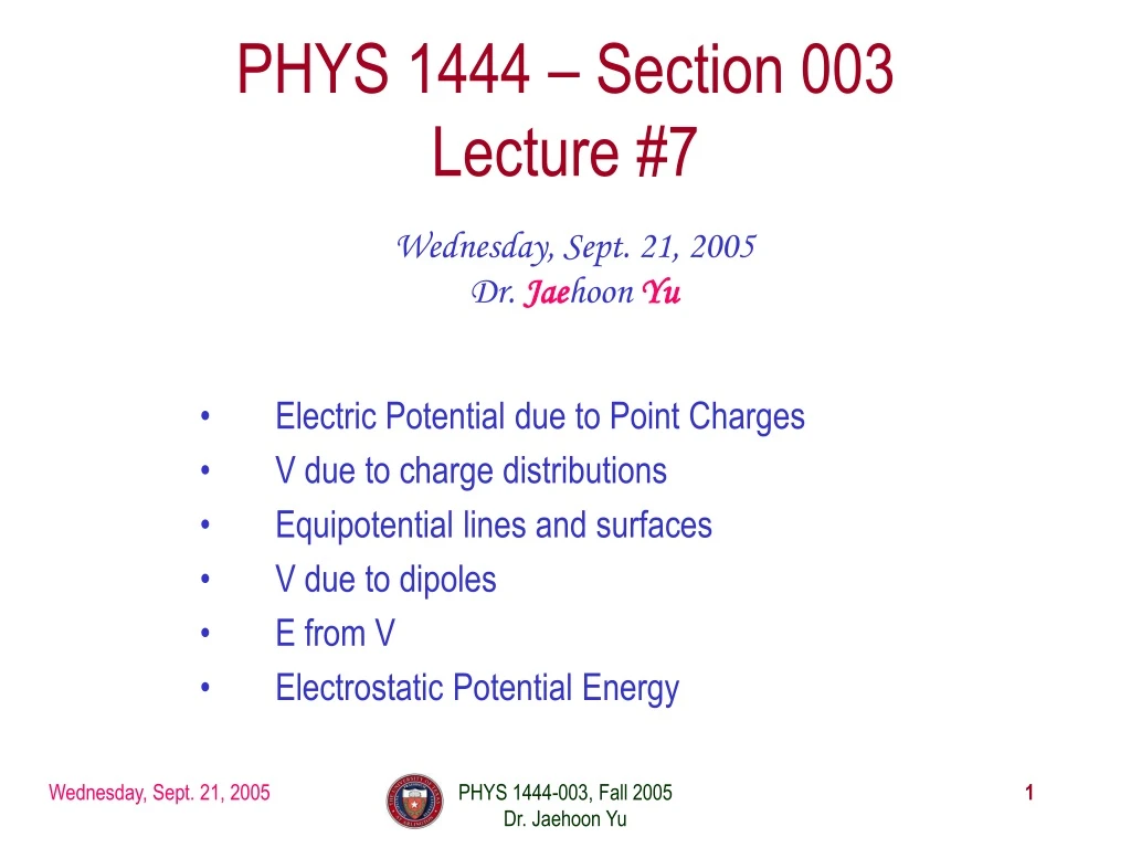 phys 1444 section 003 lecture 7