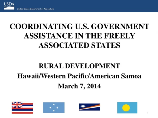COORDINATING U.S. GOVERNMENT ASSISTANCE IN THE FREELY ASSOCIATED STATES RURAL DEVELOPMENT