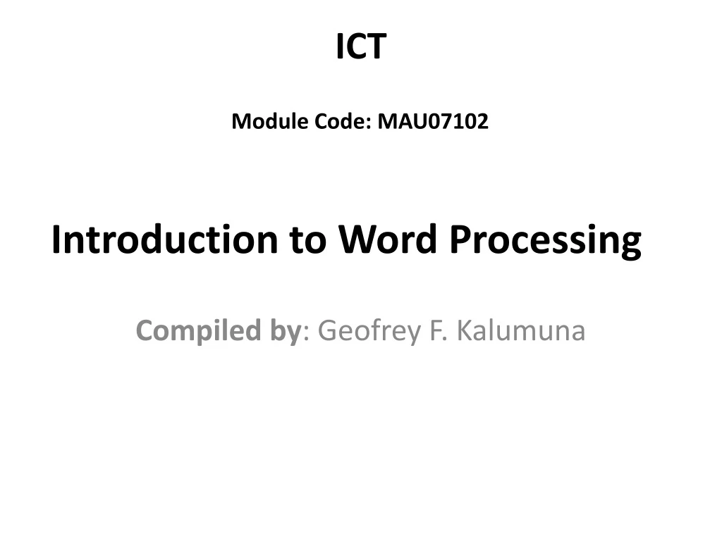 introduction to word processing