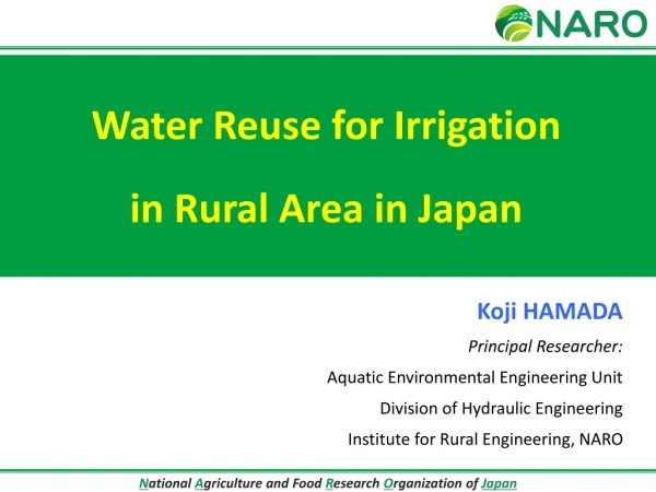 Water Reuse for Irrigation in Rural Area in Japan