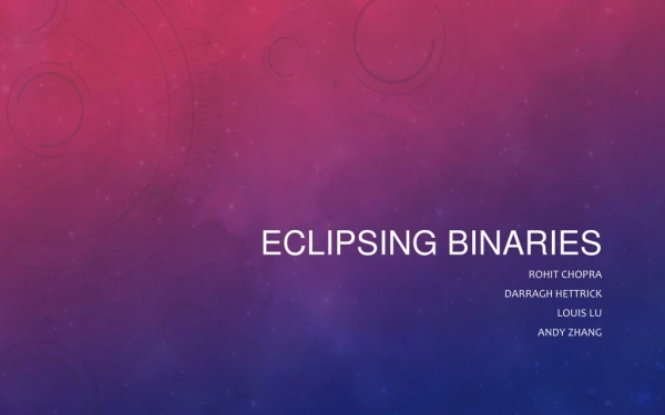 Eclipsing Binaries