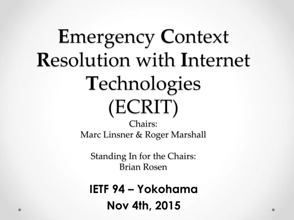 IETF 94 – Yokohama Nov 4th , 2015