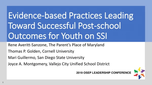 Evidence-based Practices Leading Toward Successful Post-school Outcomes for Youth on SSI