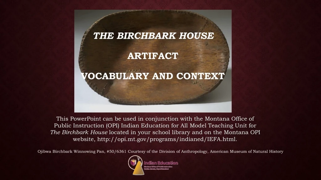 the birchbark house artifact vocabulary and context