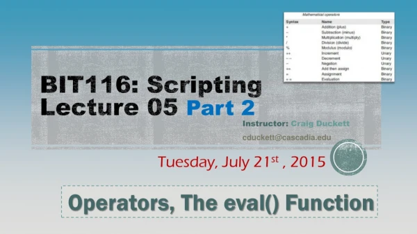 BIT116: Scripting Lecture 05 Part 2