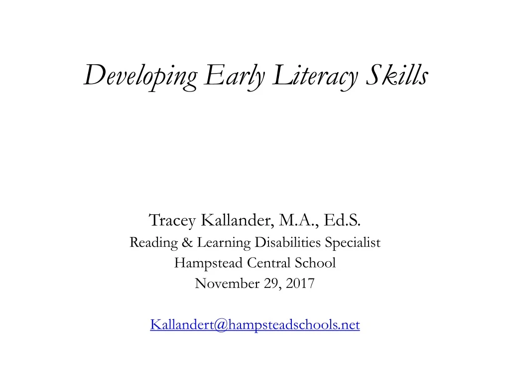 developing early literacy skills