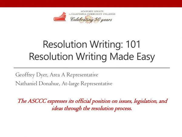 Resolution Writing: 101 Resolution Writing Made Easy