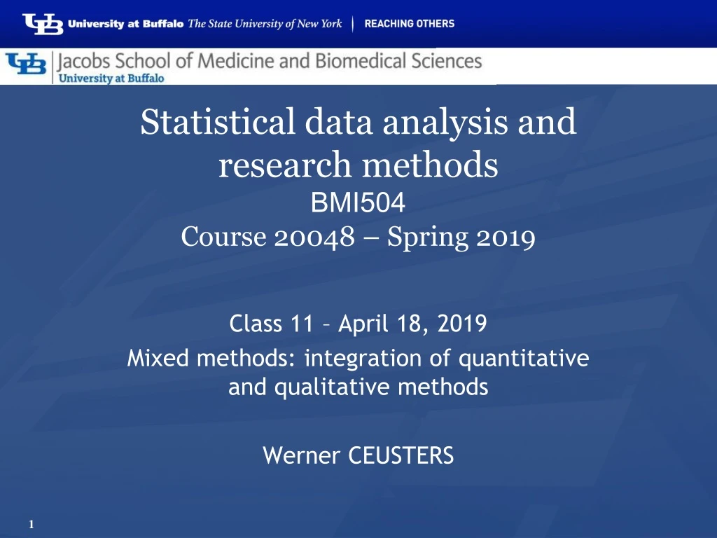 statistical data analysis and research methods bmi504 course 20048 spring 2019