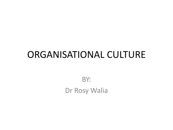 ORGANISATIONAL CULTURE