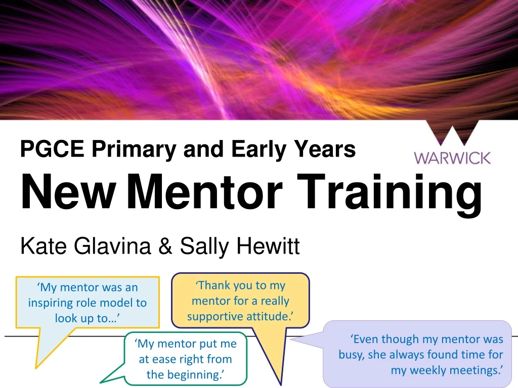 pgce primary and early years new mentor training