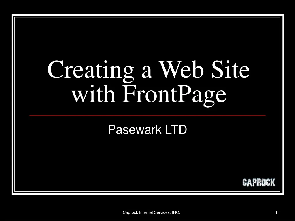 creating a web site with frontpage