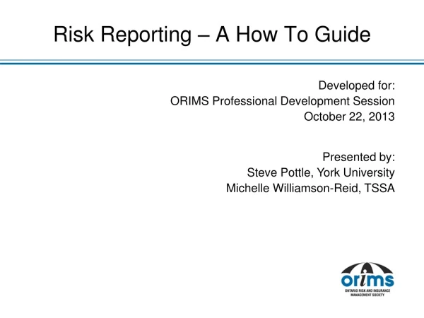 Risk Reporting – A How To Guide