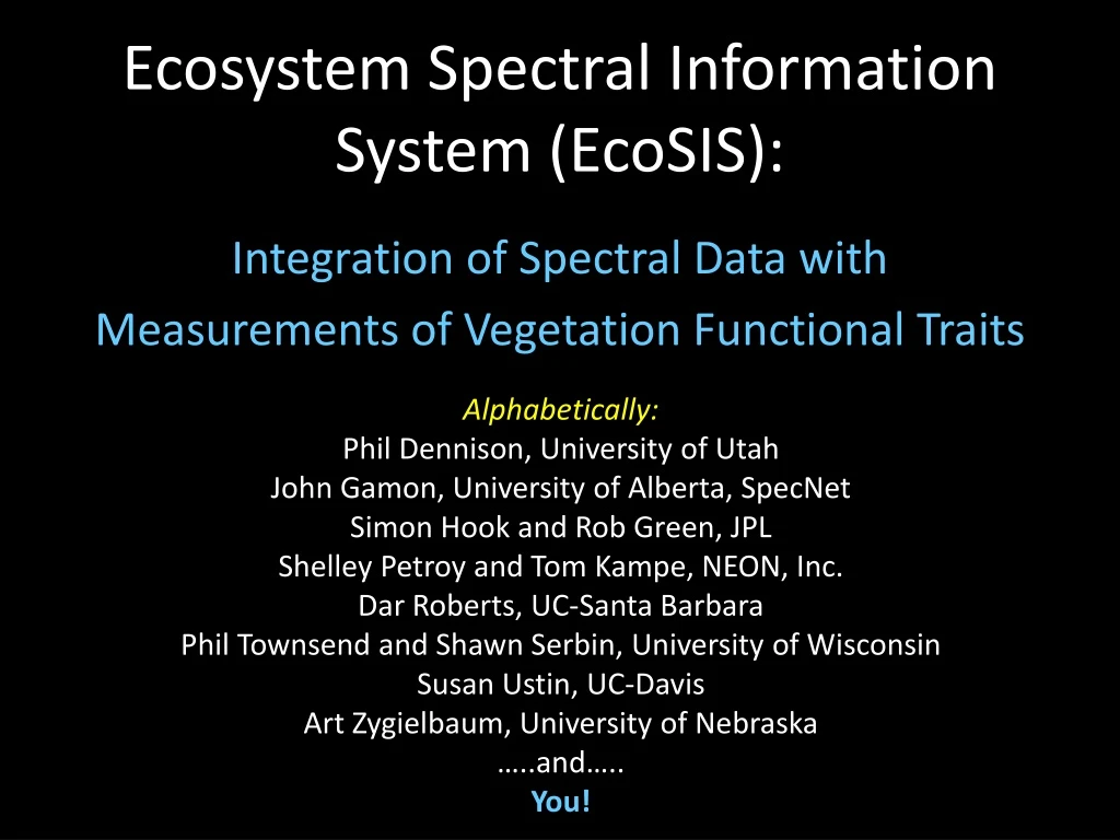 ecosystem spectral information system ecosis