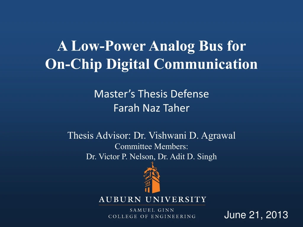 a low power analog bus for on chip digital