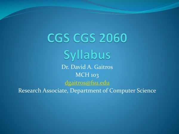 CGS CGS 2060 Syllabus