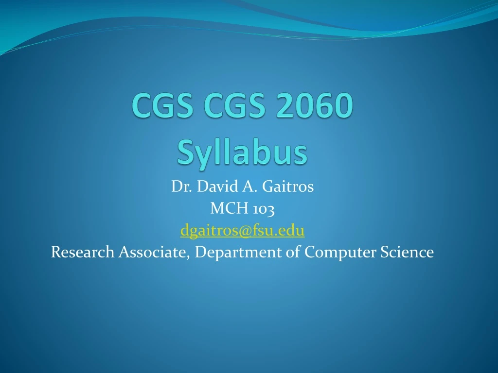 cgs cgs 2060 syllabus