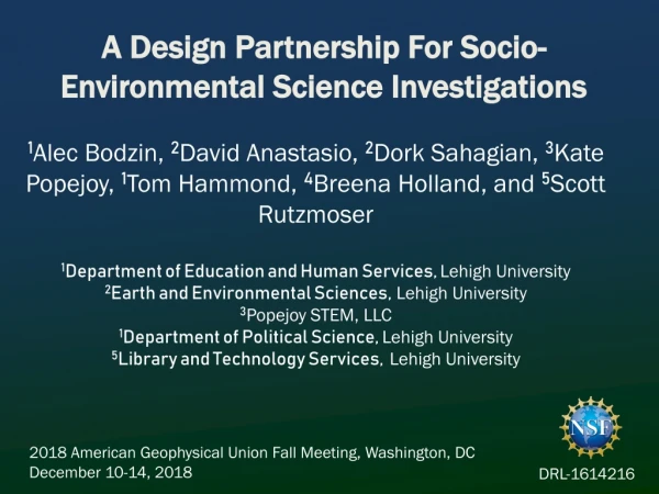 A Design Partnership For Socio-Environmental Science Investigations