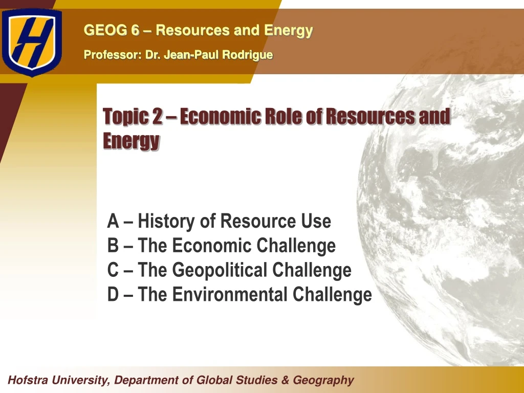 topic 2 economic role of resources and energy