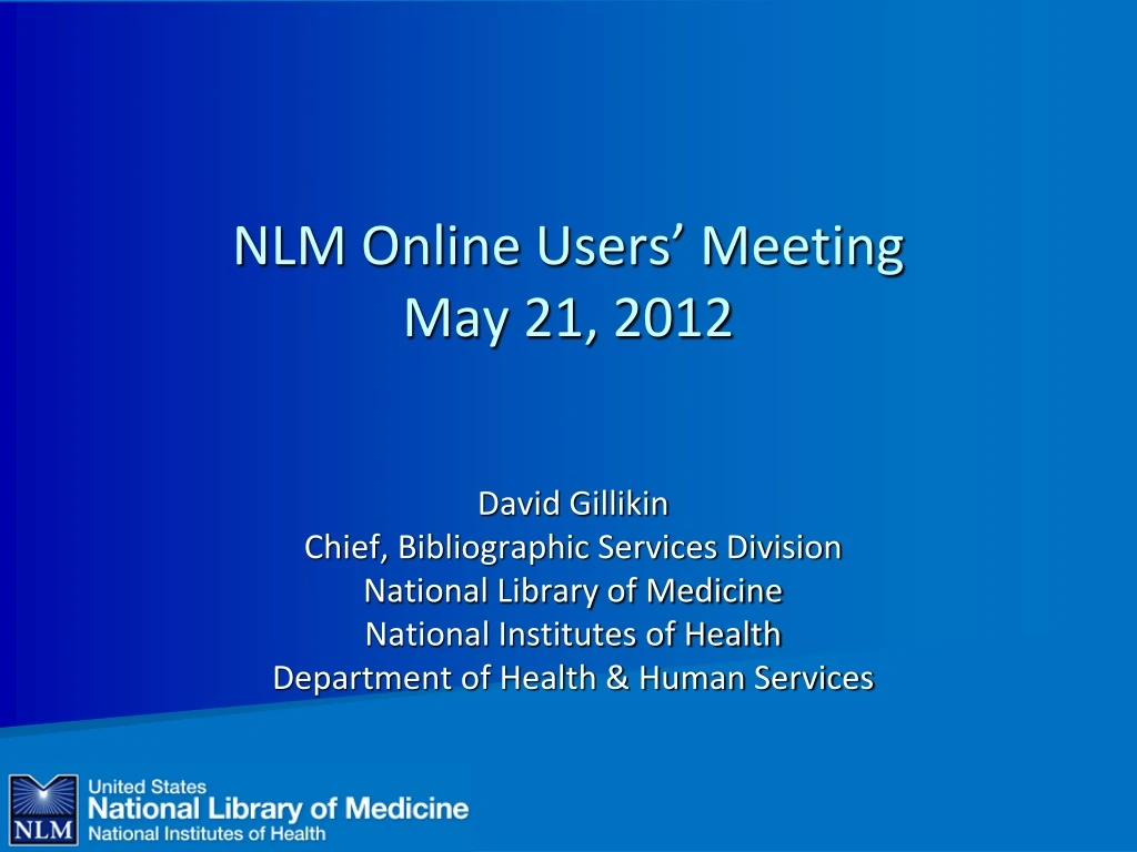 nlm online users meeting may 21 2012