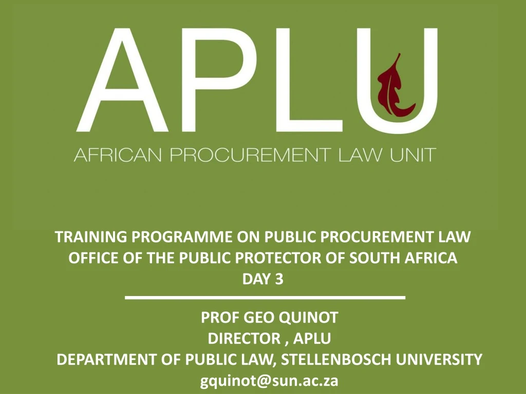 training programme on public procurement