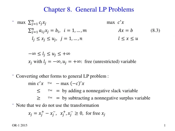 Chapter 8. General LP Problems